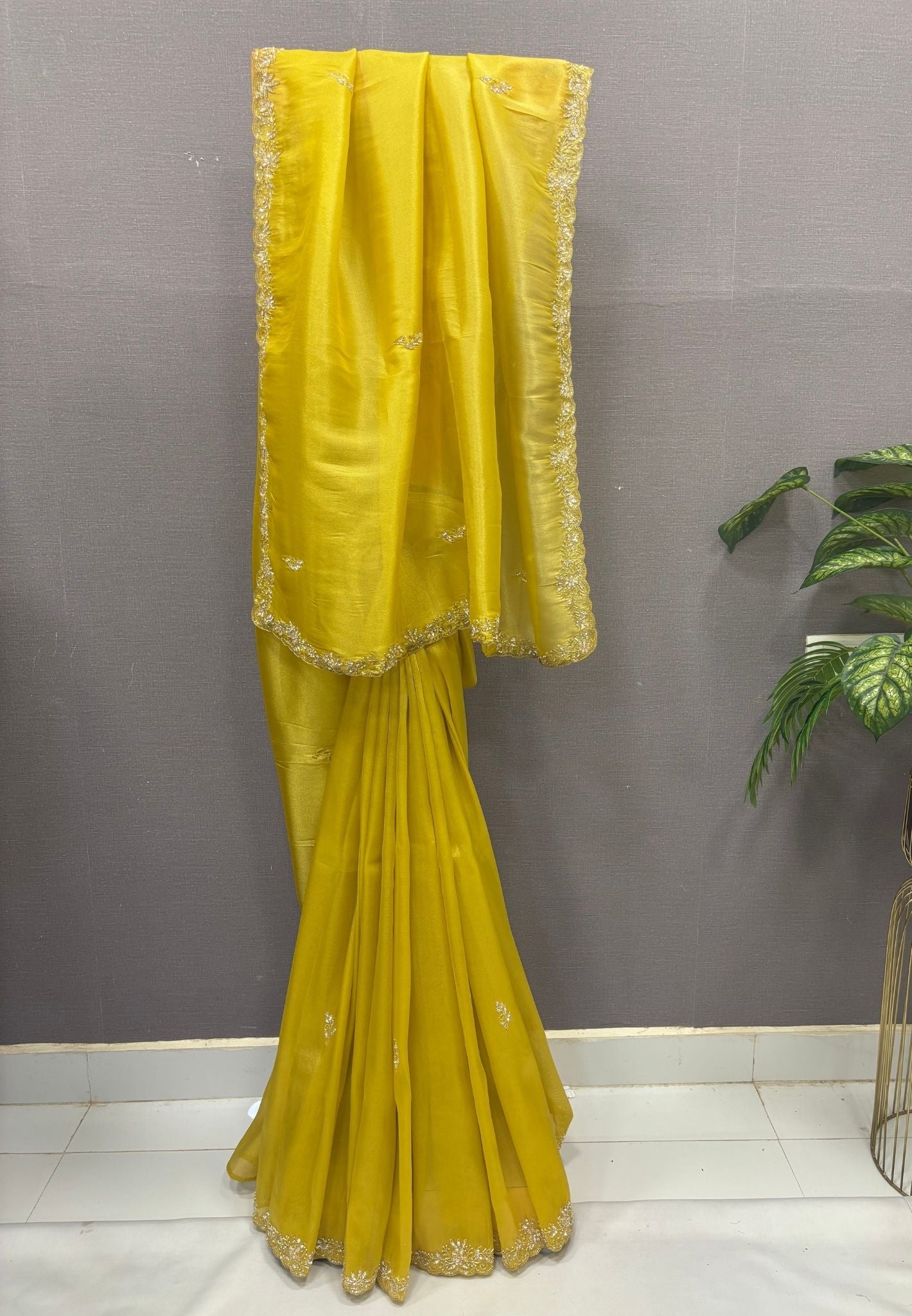 Designer Saree-Yellow