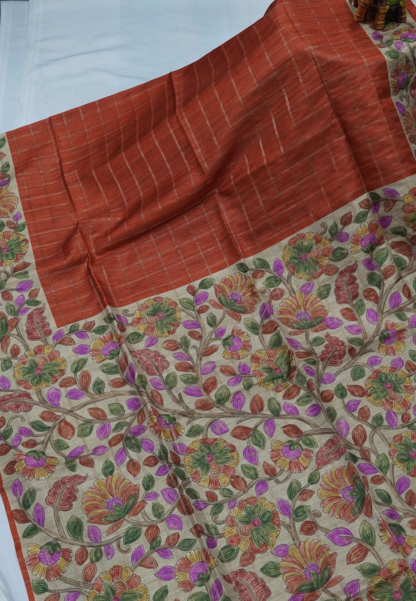 Semi Tussar Saree-Honey