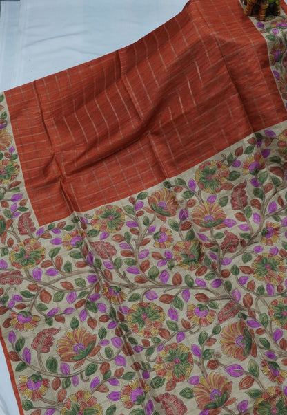 Semi Tussar Saree-Honey