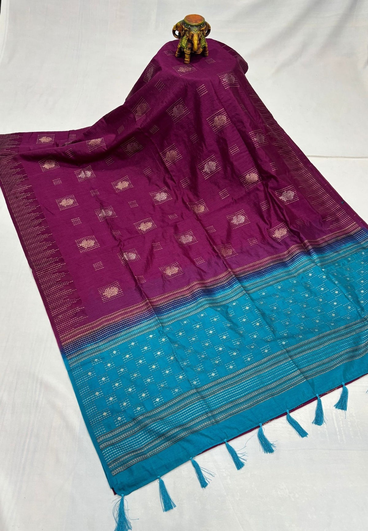 Chanderi Saree-Wine with Zari Lines