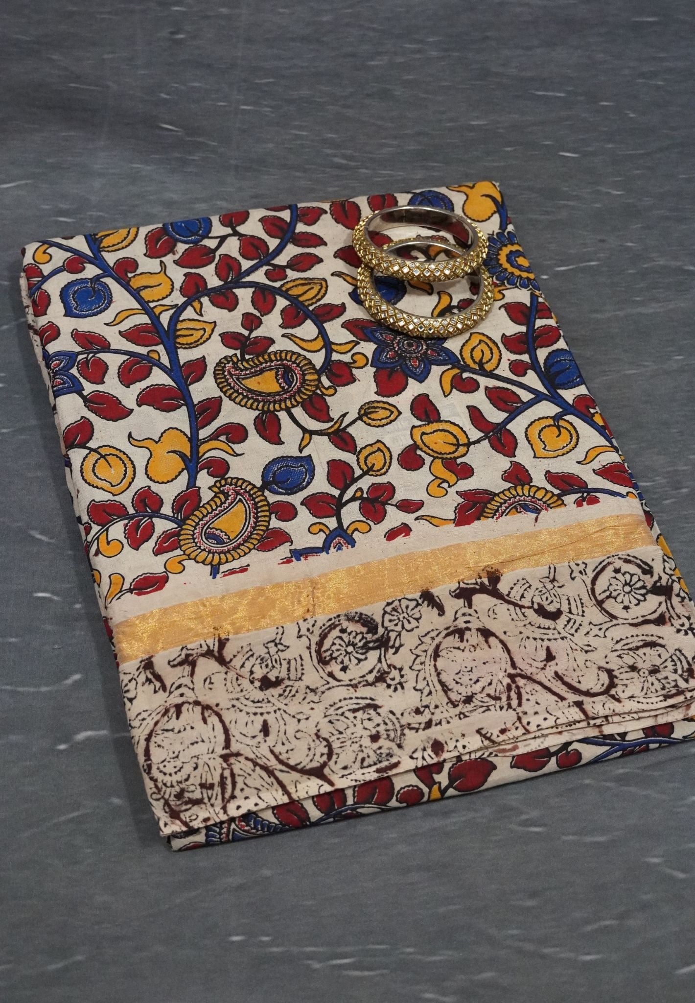 Kalamkari Silk Saree - Beige