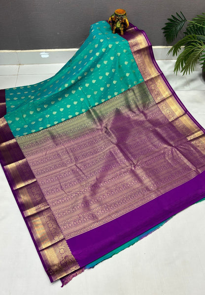Budget Kanchipuram Saree-Ramar Green with Contrast Border