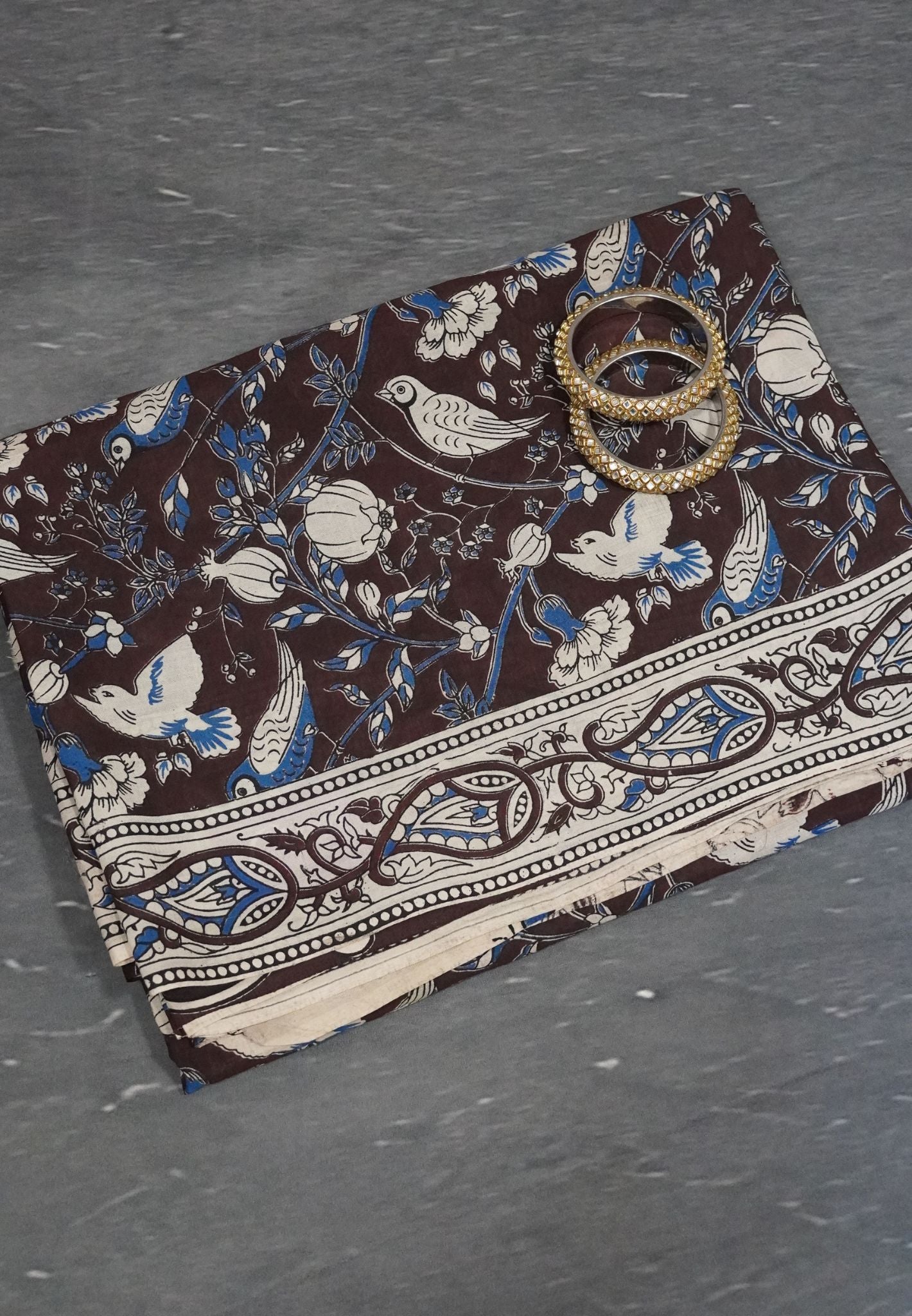 Kalamkari Cotton Saree - Brown