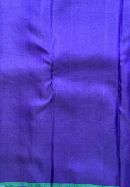 Pure Kanchipuram Silk Saree – Ink Blue with Silver Zari Peacock Motifs