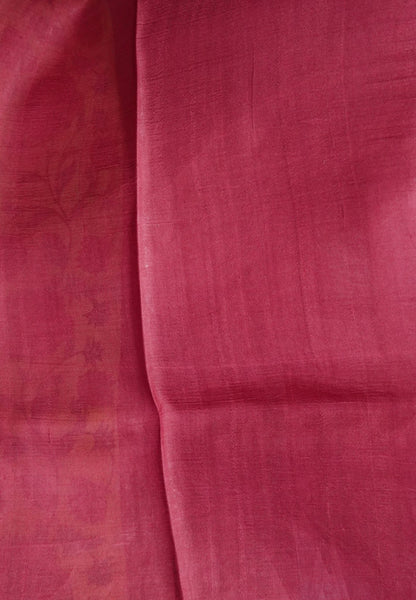 Pure Tussar Saree-Yellow with Contrast in Floral Pattern