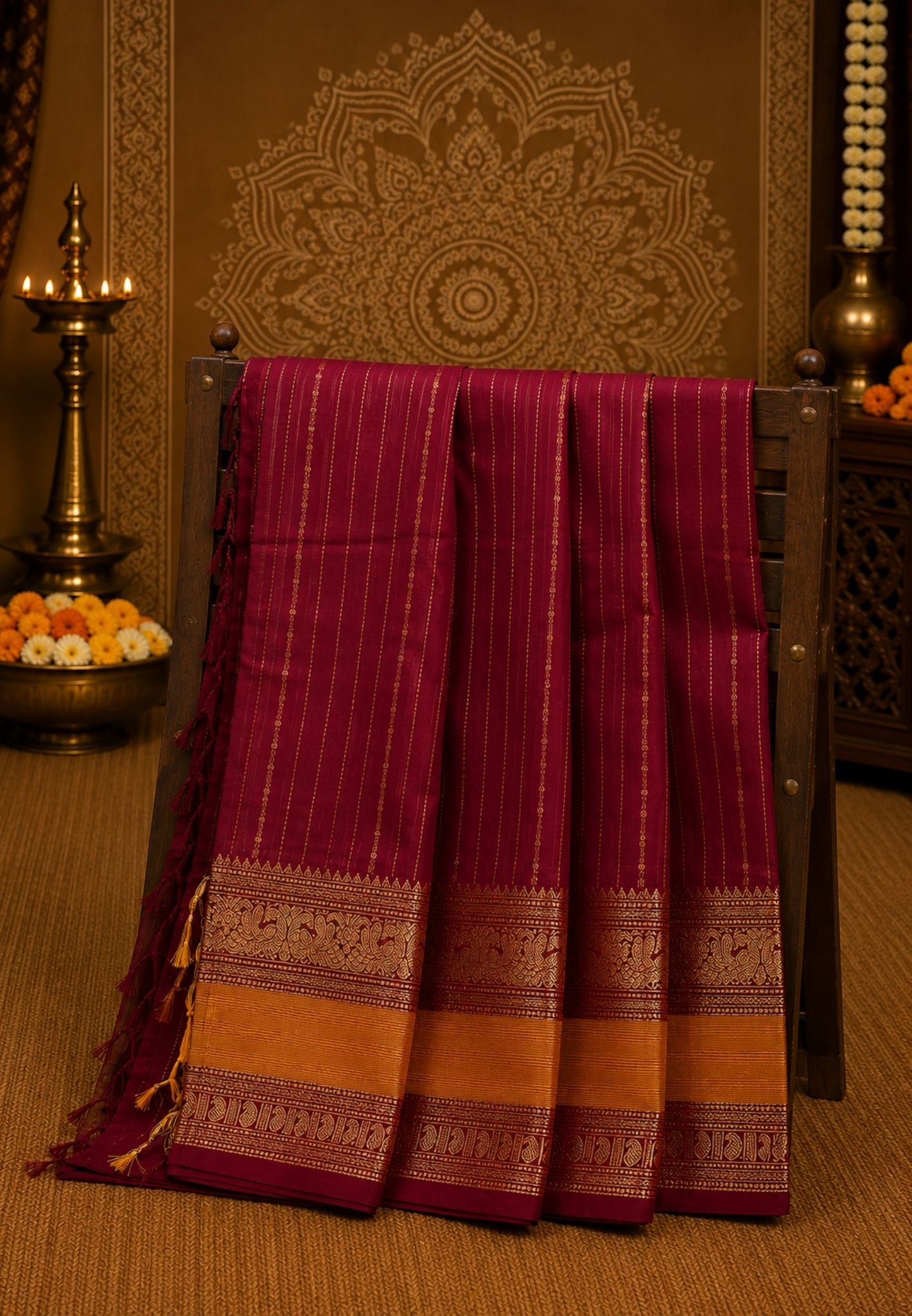 Chettinad Cotton Saree–Maroon Retpet