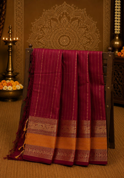 Chettinad Cotton Saree–Maroon Retpet