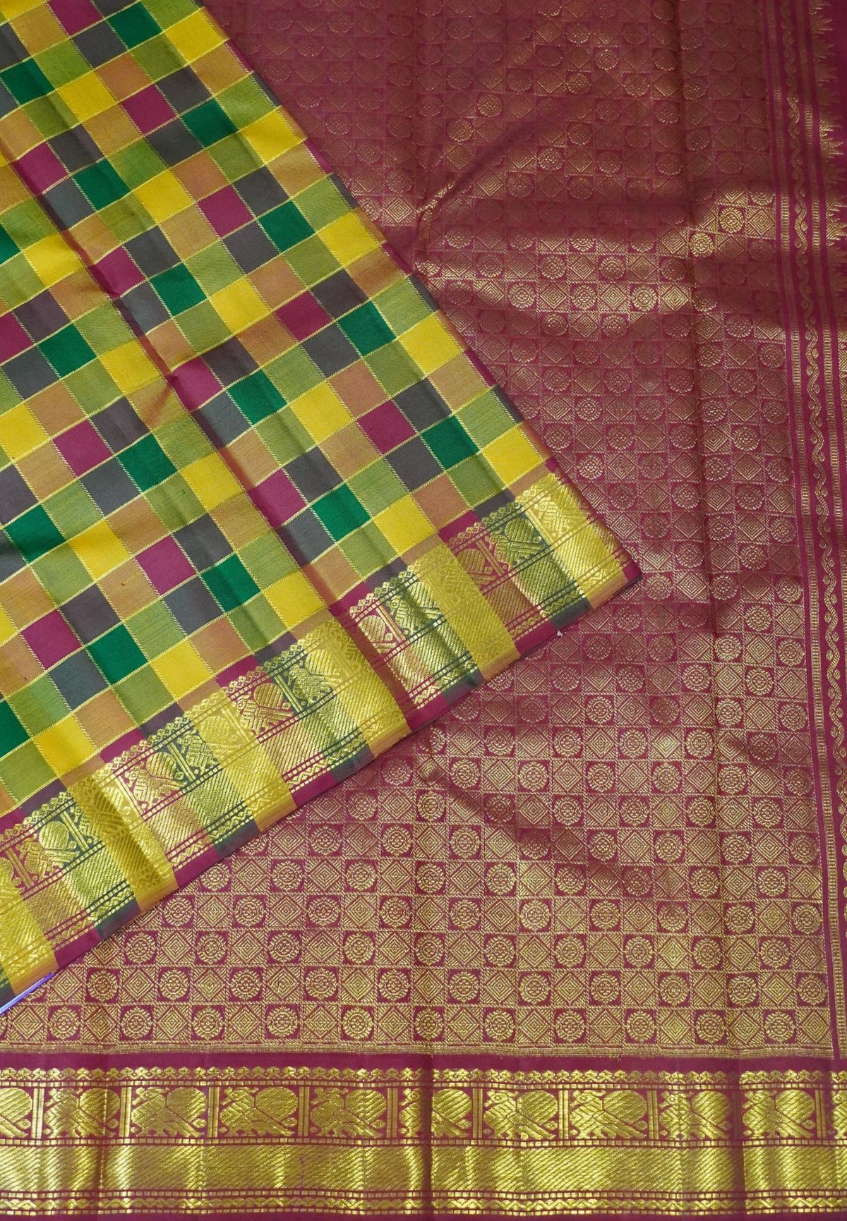 Pure Kanchipuram Silk Saree - Palum Pazham kattam – Charvi Boutique