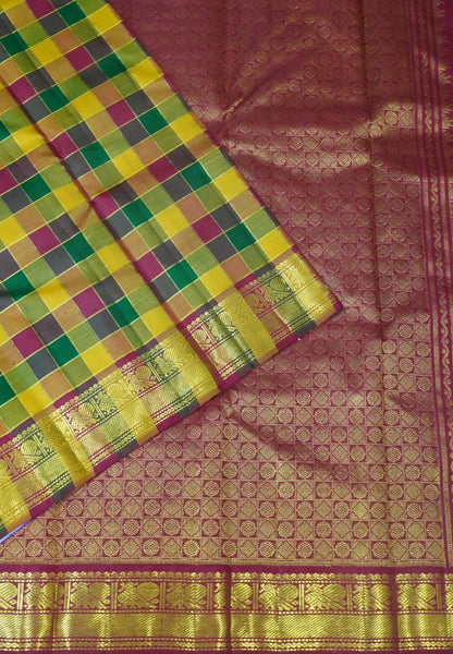 Pure Kanchipuram Silk Saree - Palum Pazham kattam