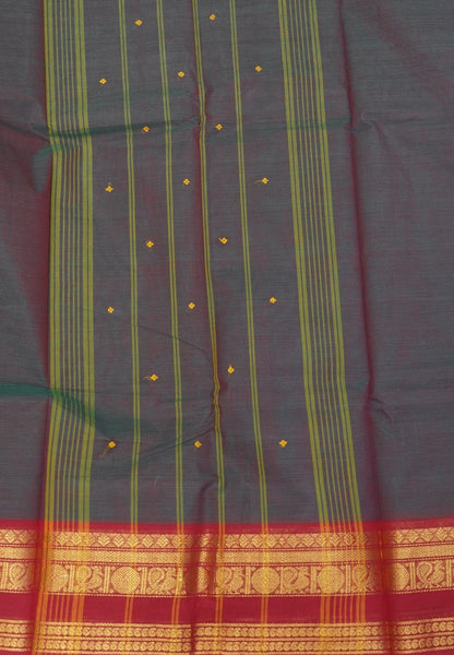 Chettinadu Cotton Saree-Pinkish Blue with Retapet Border