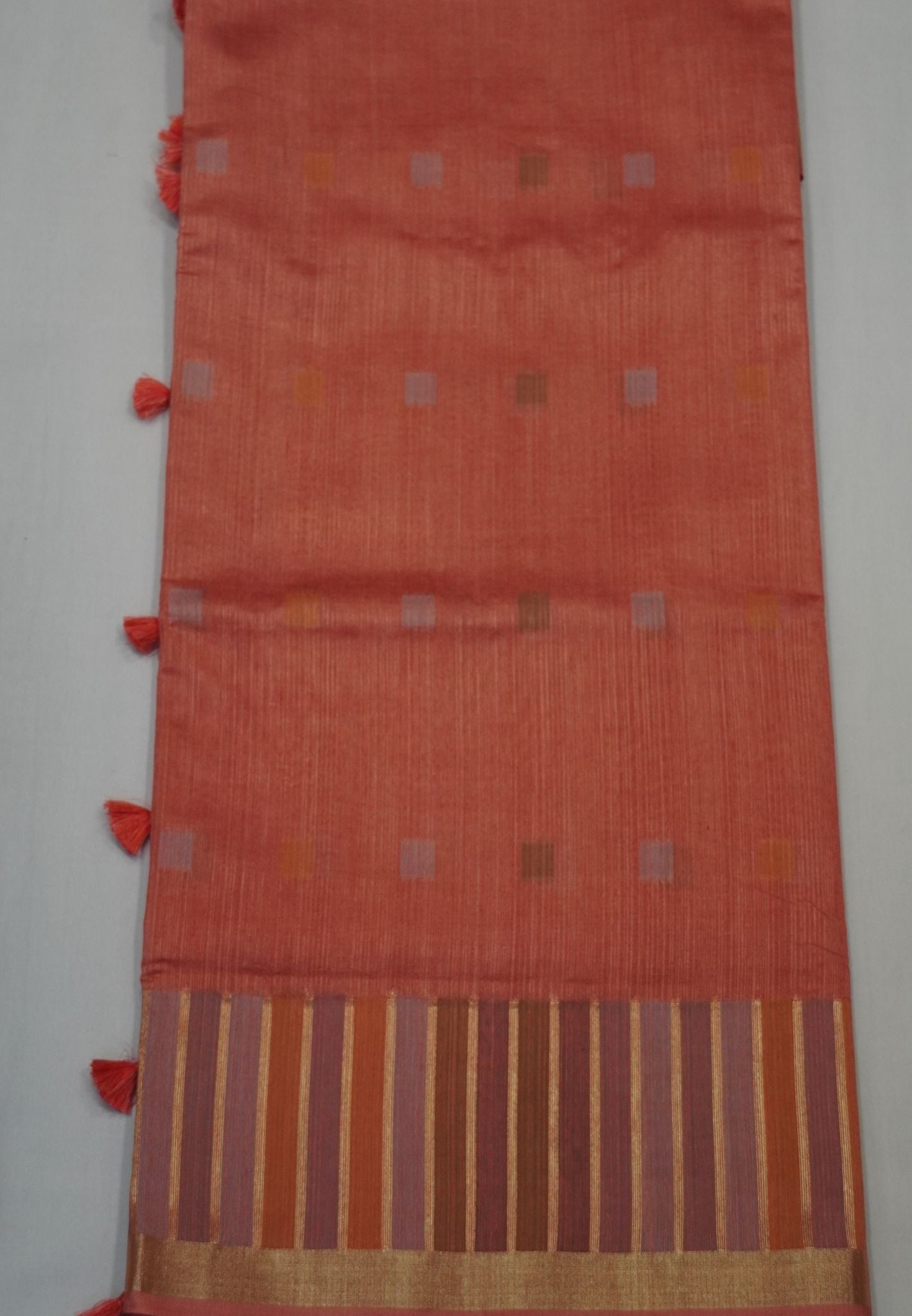 Semi Tussar Saree-Pale orange
