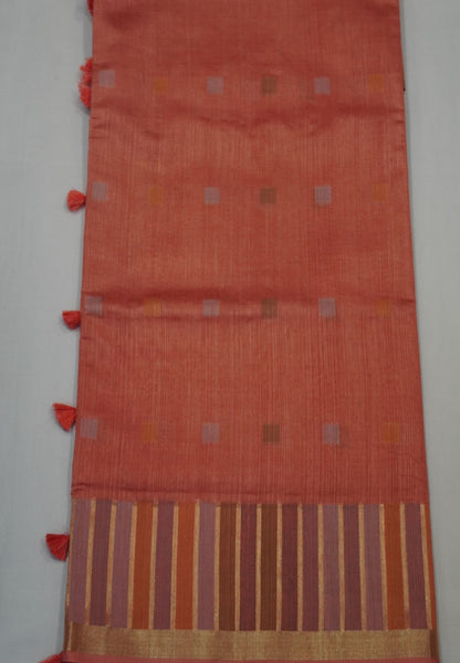 Semi Tussar Saree-Pale orange