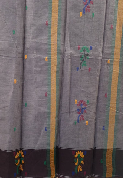 Chettinad Cotton Saree-Mauve Pink With Floral Bouquet Border