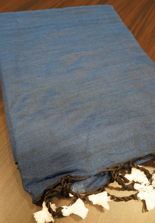 Khadi Cotton Saree - Peacock Blue