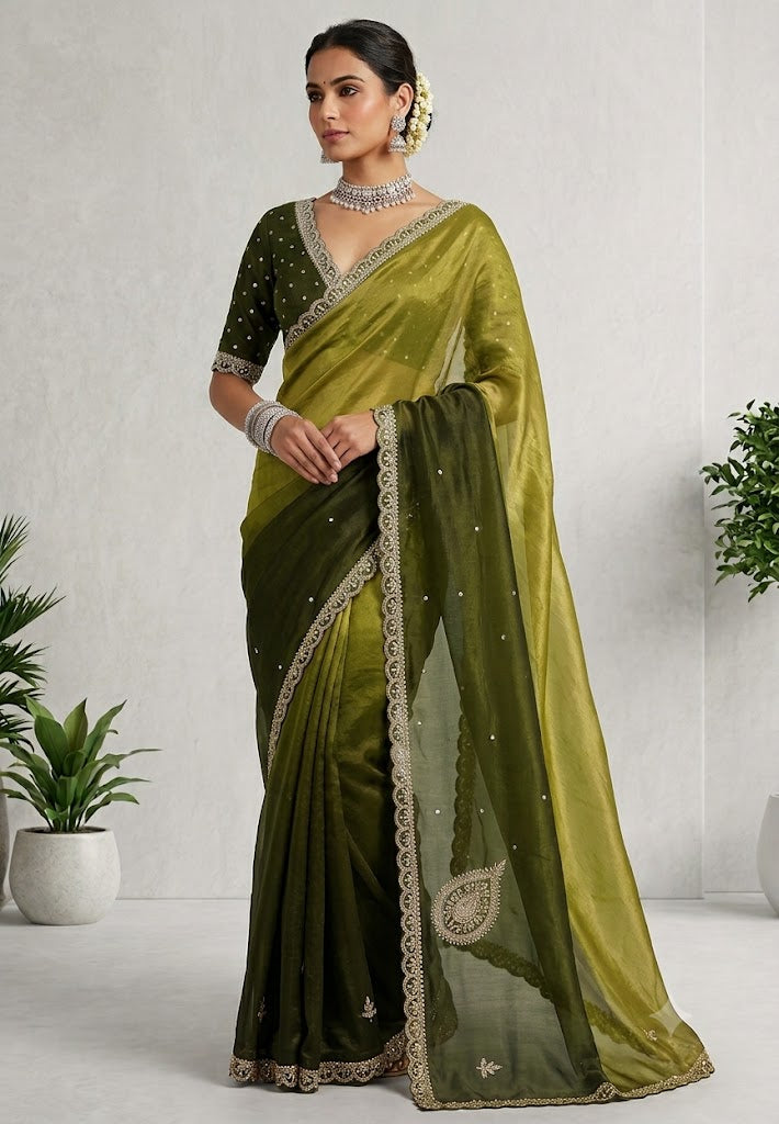 Designer Saree-Sage Green