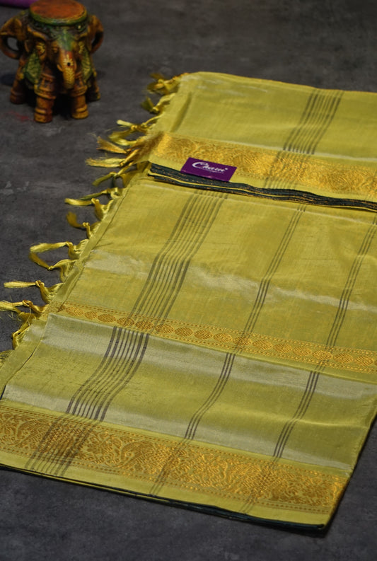 Vazhai Naaru Pattu Saree Vanasigaram Dark Elephant Grey to Green