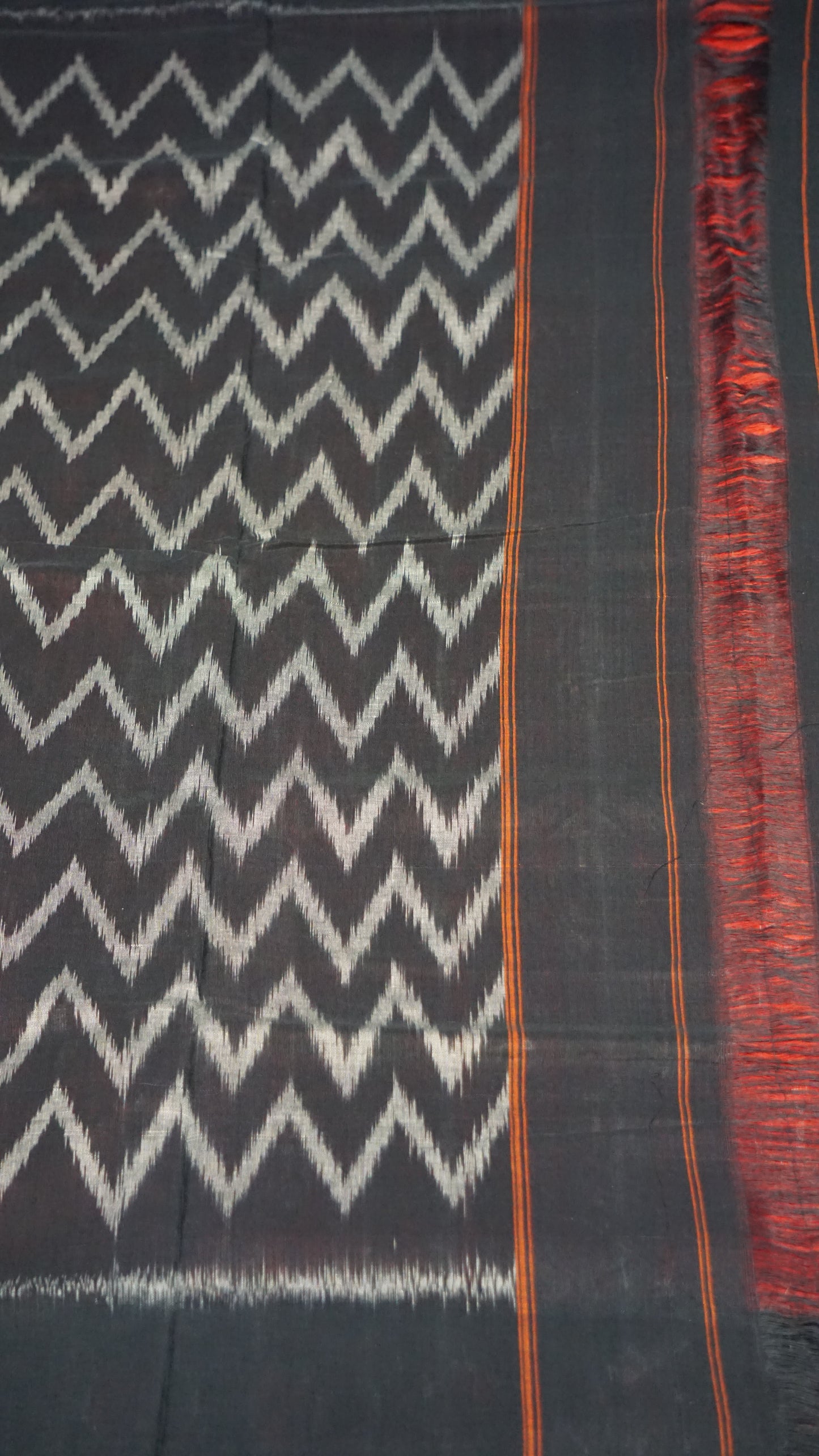 Pochampally Cotton double Ikkat Saree Red - Black