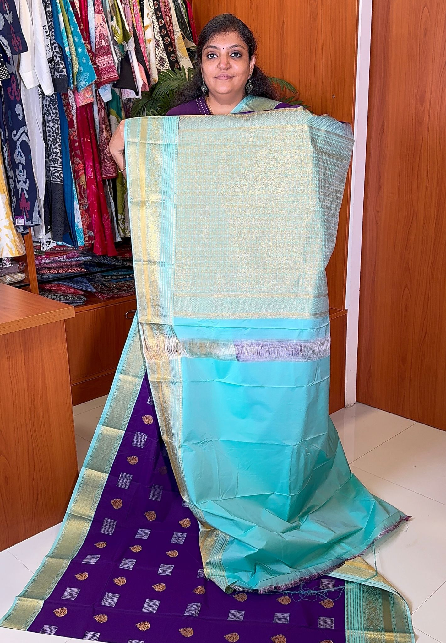 Budget Kanchipuram Silk Saree-Puprle