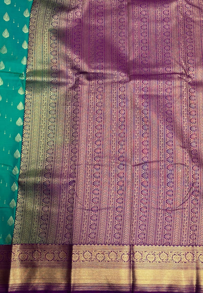 Budget Kanchipuram Saree-Ramar Green with Contrast Border