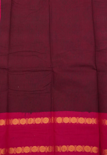 Sungudi Cotton Saree-Arakku with Contrast Retapet Border in Kolam Pattern