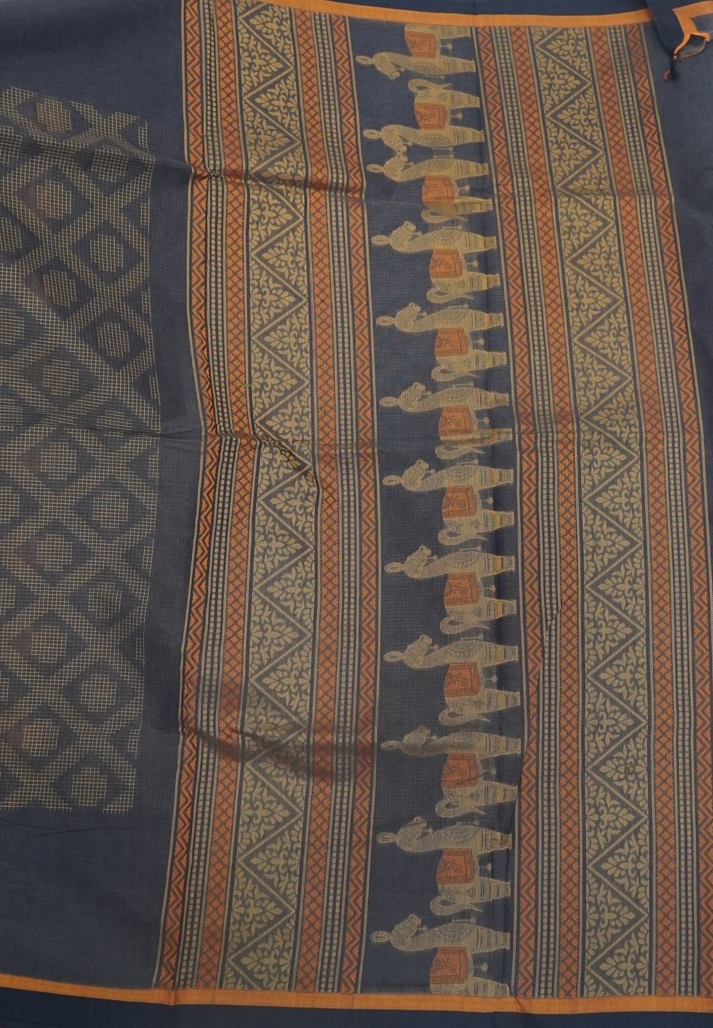 Cotton Saree-Greyish Blue in Thread Work