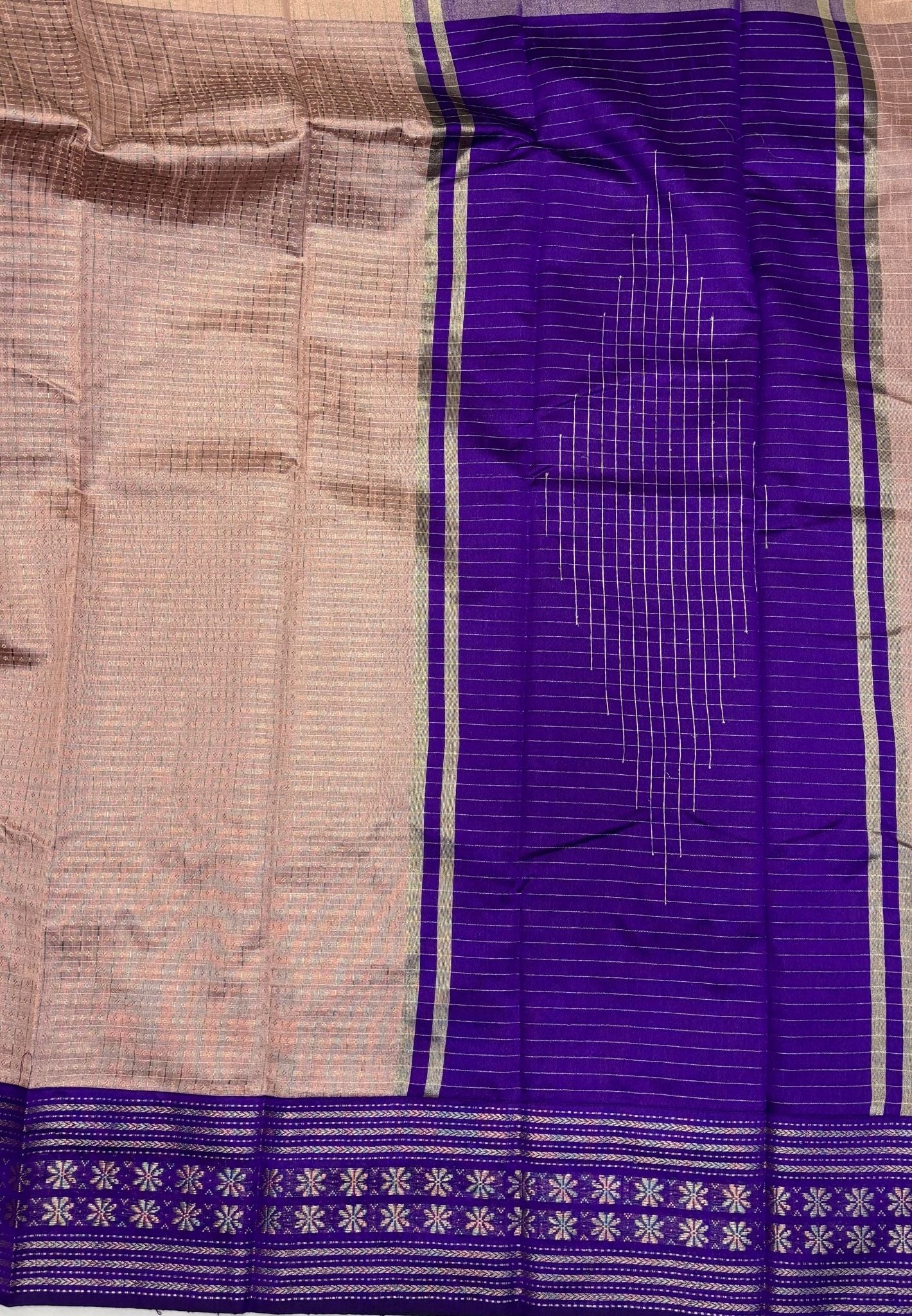 Raw Silk Saree-Light Brown in 1000 Butta with Contrast Zari Border