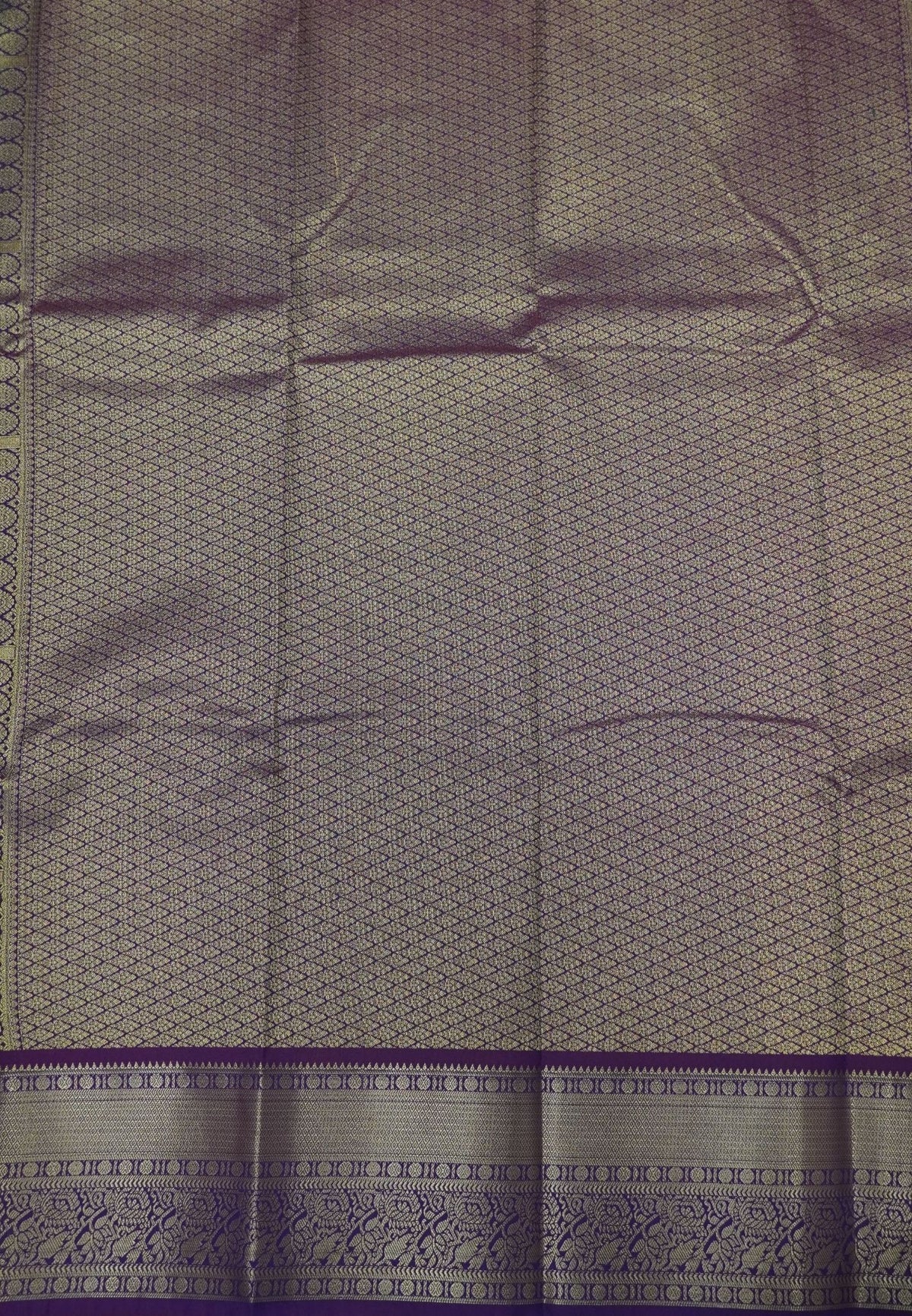 Budget Kanchipuram Saree-Purple in Feather Peacock Buttas