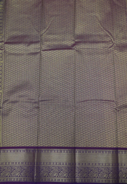 Budget Kanchipuram Saree-Purple in Feather Peacock Buttas