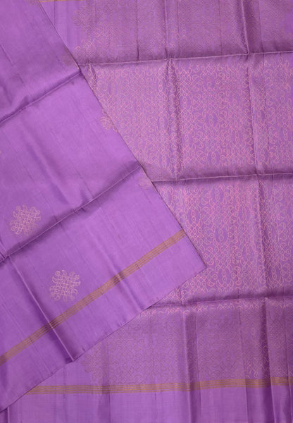 Pure Kanchipuram Silk Saree-Lavender  With Kolam Zari Border