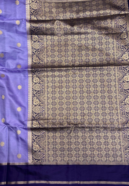 Gaji Silk Saree-Lavender in Butta Retpet Zari Border