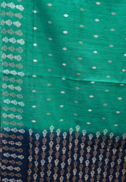Semi  Tussar Saree - Teal Green