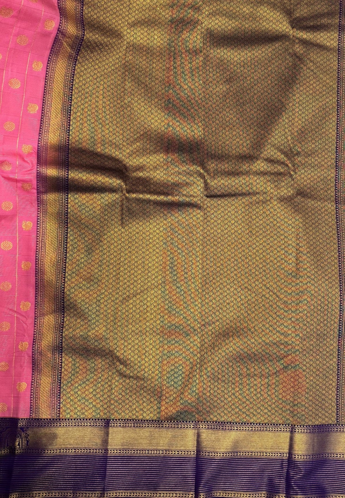 Budget Kanchipuram Saree-Pastel Pink with Contrast Border