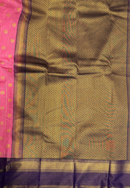 Budget Kanchipuram Saree-Pastel Pink with Contrast Border