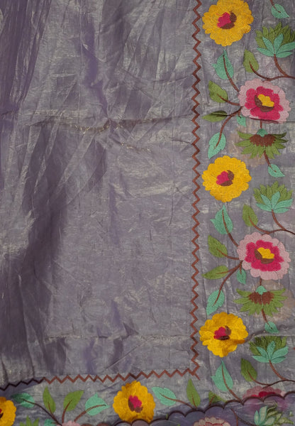 Organza Saree -Lavender with Floral Border