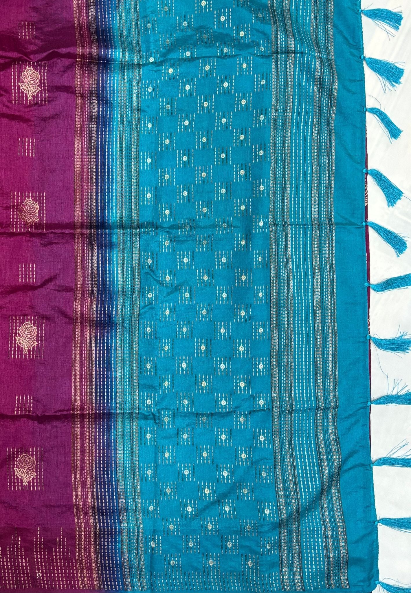 Chanderi Saree-Wine with Zari Lines