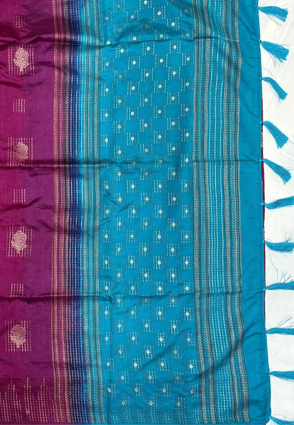 Chanderi Saree-Wine with Zari Lines