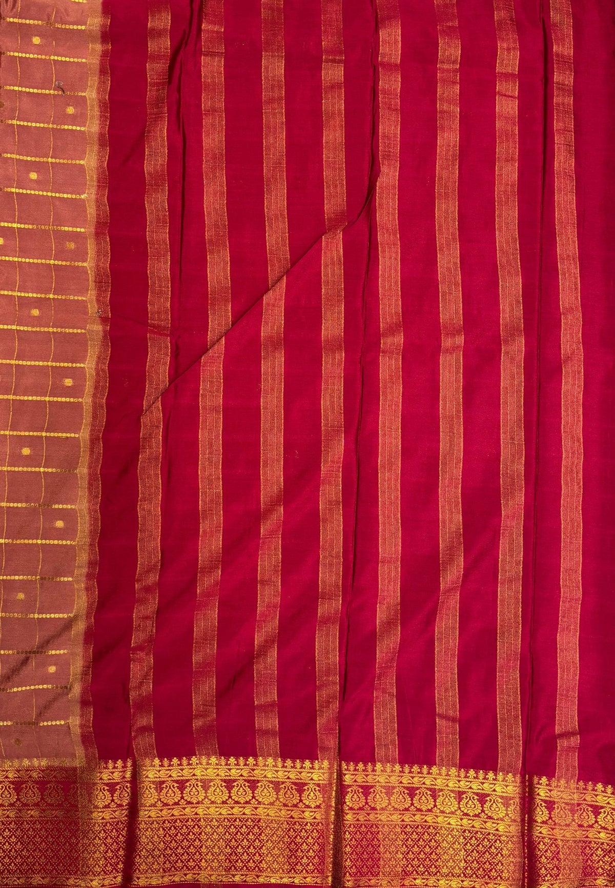 Viscose Saree-Light Brown in Checked Zari Pattern Border