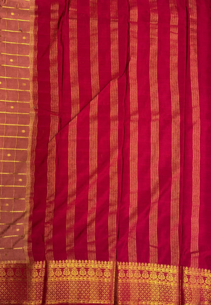 Viscose Saree-Light Brown in Checked Zari Pattern Border