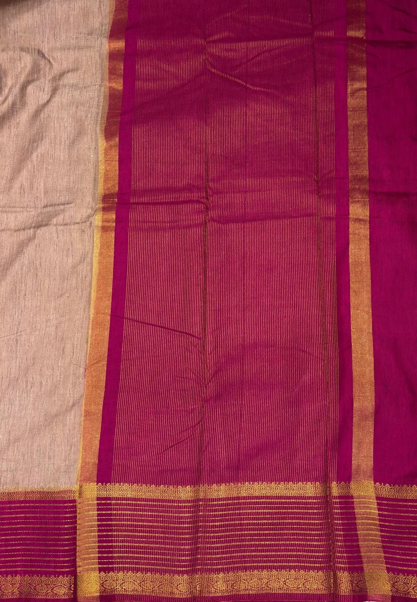 Raw Silk Saree-Grey With Contrast Border