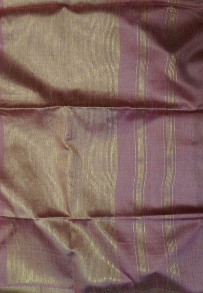 Semi Raw Silk Saree-Pale Orange in Checked Zari