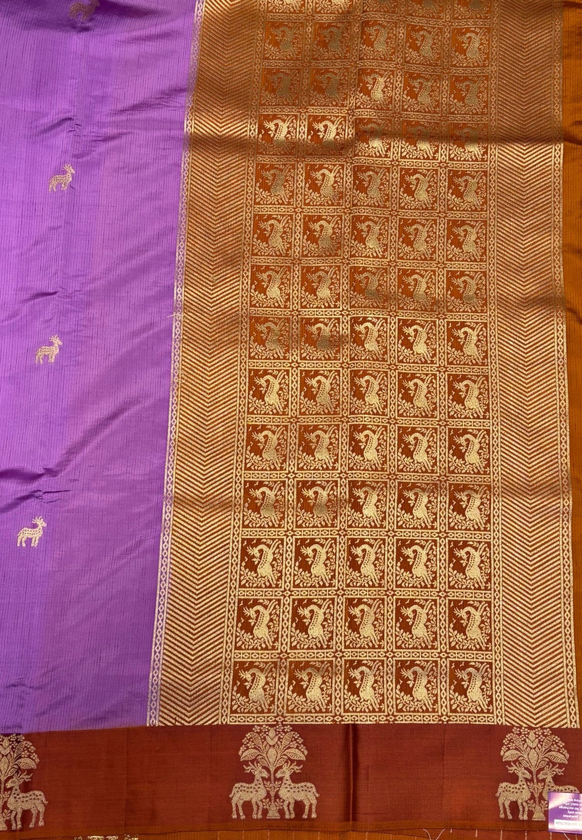 Mulberry Silk Saree-Light Purple with Contrast Deer Border
