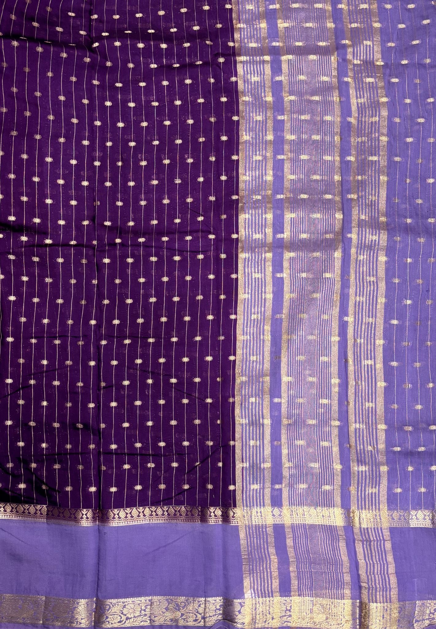 Banarasi Tussar Saree-Voilet in Retpet Zari Border