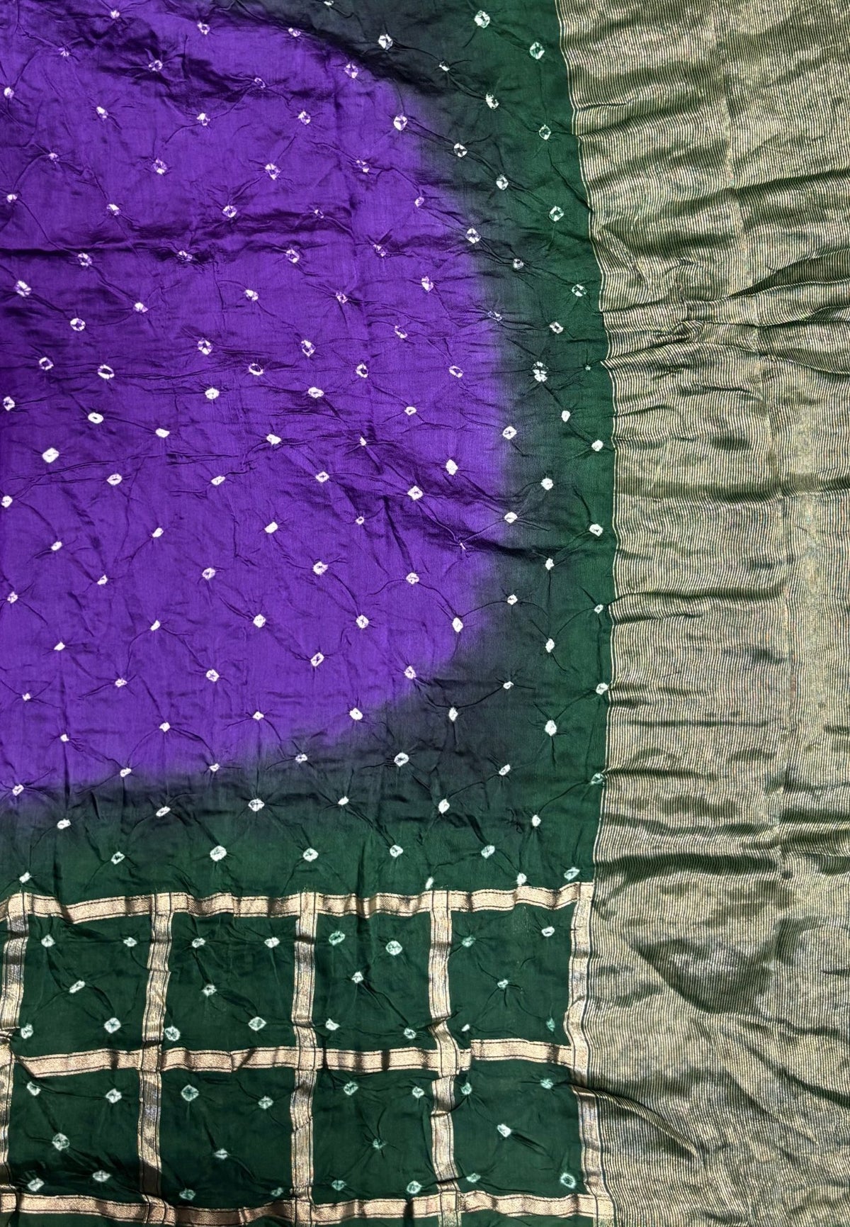 Banarasi Bandeji Saree-Violet in Checked Zari with Contrast Border