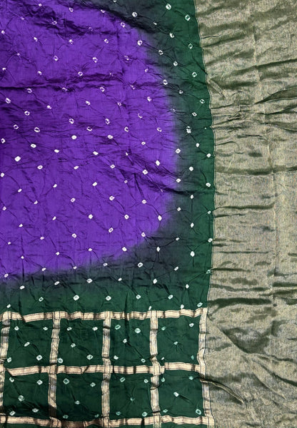 Banarasi Bandeji Saree-Violet in Checked Zari with Contrast Border