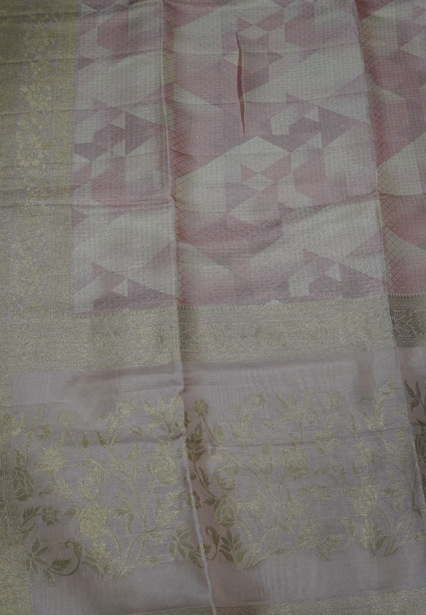 Soft Tussar Saree - Baby Pink Tringl