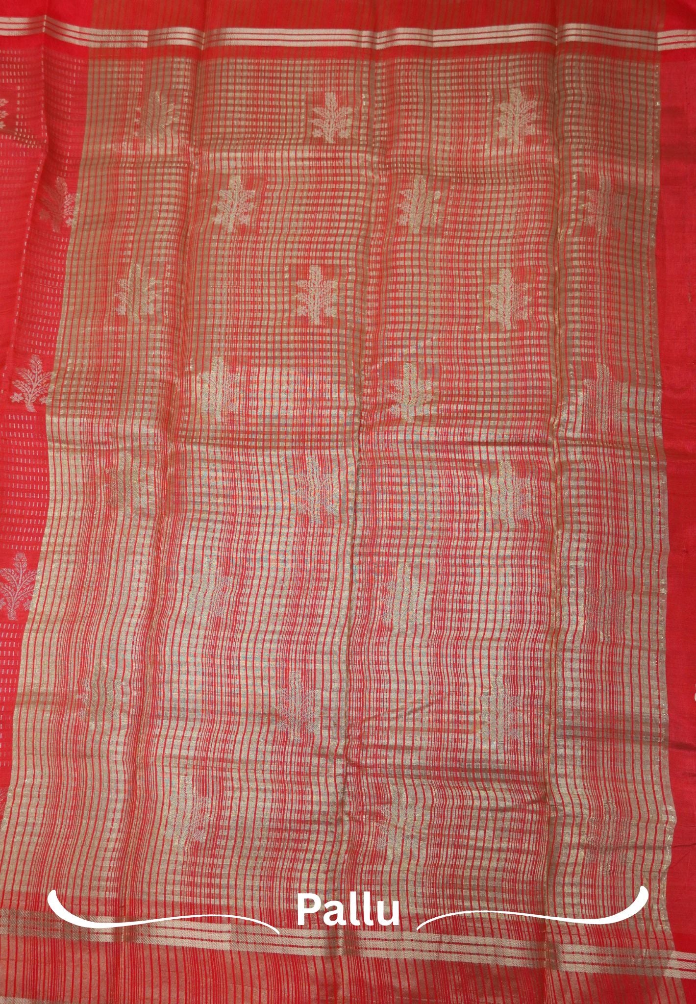 Semi Tussar Saree-Redish Pink in RainDrop Zari with Retapet Border