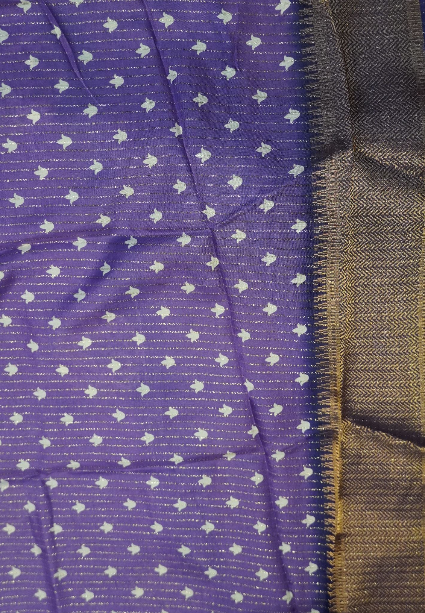Semi Dola silk saree-Purple with zari lines