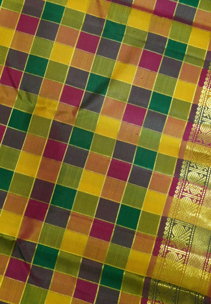 Pure Kanchipuram Silk Saree - Palum Pazham kattam