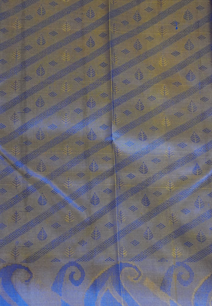 Pure Kanchipuram Silk Saree -Blue  with Self Emboss