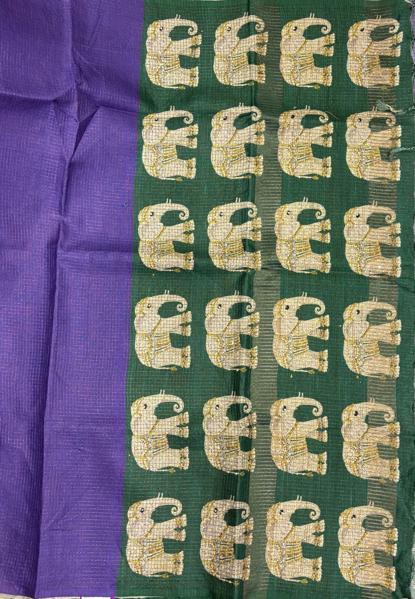 Tussar Saree-Violet In Elephant Motif Border